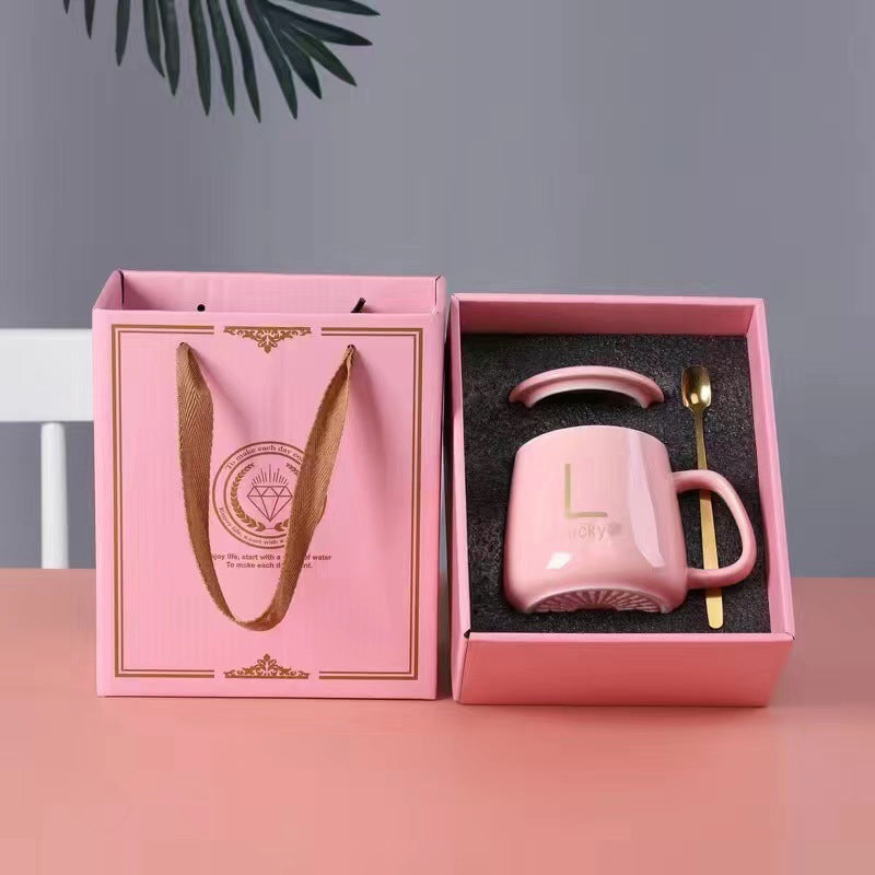 Large-Capacity Ceramic Mug with Lid and Spoon Coffee Cup Gift Set | Bowlift