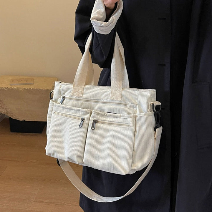 Single-colored Corduroy Tote Bag | Bowlift
