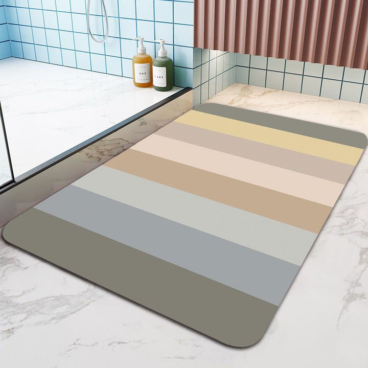 Non Slip Absorbent Stripe Floor Mat, Quick Drying Bathroom Balcony Rug | Bowlift