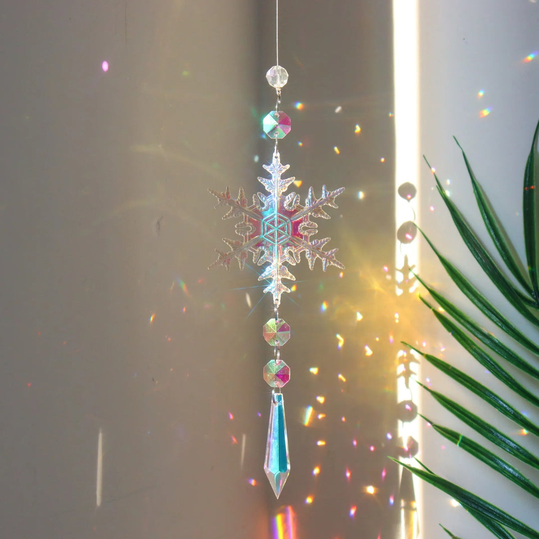 BowLift | Snow Flake Crystal Sun Catcher - Set of 4 – Add Colorful Enchantment to Your Christmas Decor
