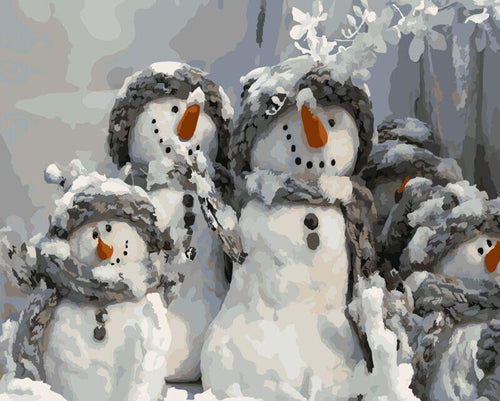 Joyful Snowman Family - Van-Go Paint-By-Number Kit | Bowlift