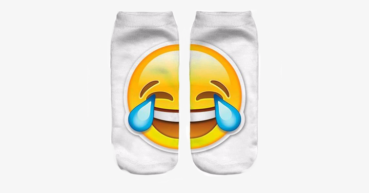 BowLift | 3D smiling emoji fashion one-sided print cotton socks