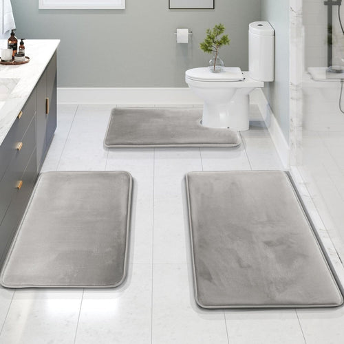 BowLift | SoftStep Luxe – Memory Foam Bath Mat 3-Piece Set