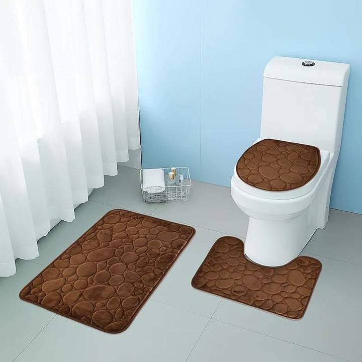 BowLift | Softura – 3-Piece Non-Slip Bathroom Mat Set with Comfort & Style
