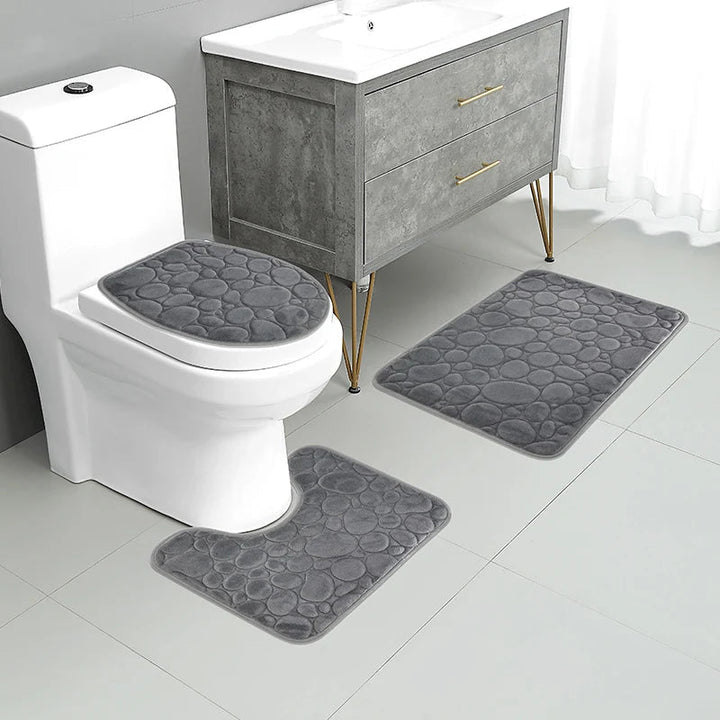 BowLift | Softura – 3-Piece Non-Slip Bathroom Mat Set with Comfort & Style