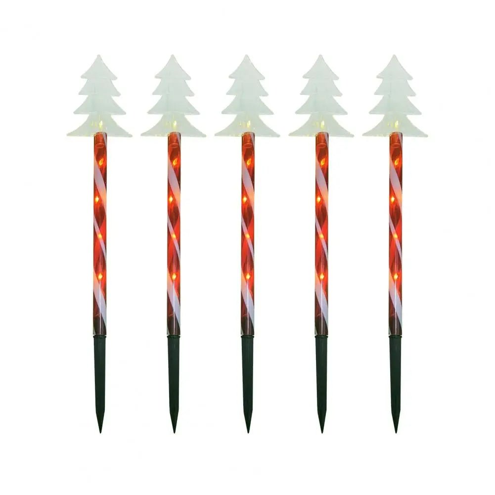 BowLift | Solar Snowflake Christmas Tree Garden Lights – 5pcs. Waterproof LED Stake Lights for Magical Outdoor Christmas Décor and Year-Round Lawn Illumination