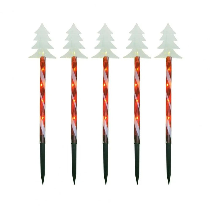 BowLift | Solar Snowflake Christmas Tree Garden Lights – 5pcs. Waterproof LED Stake Lights for Magical Outdoor Christmas Décor and Year-Round Lawn Illumination