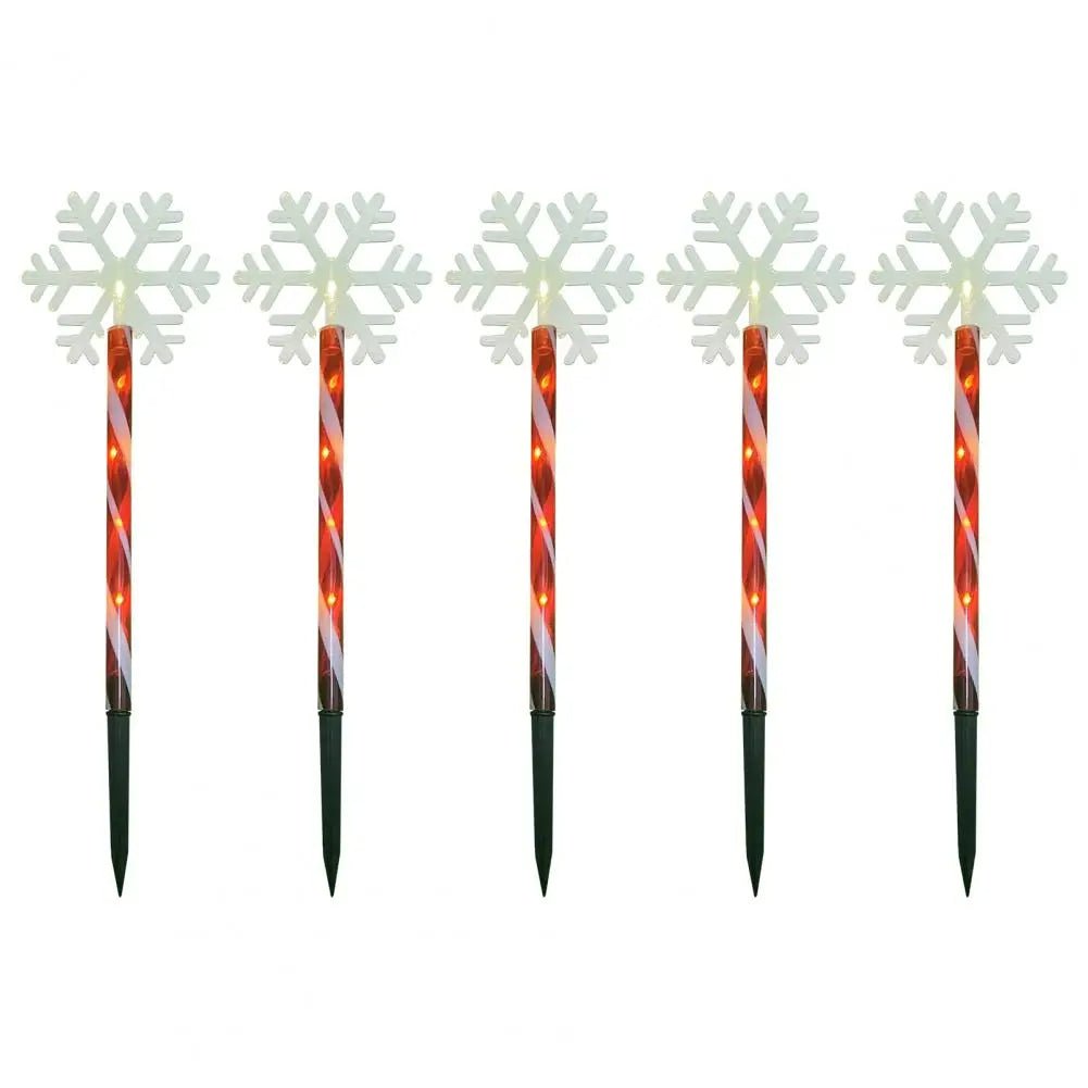 BowLift | Solar Snowflake Christmas Tree Garden Lights – 5pcs. Waterproof LED Stake Lights for Magical Outdoor Christmas Décor and Year-Round Lawn Illumination