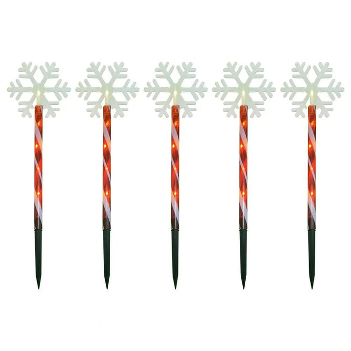 BowLift | Solar Snowflake Christmas Tree Garden Lights – 5pcs. Waterproof LED Stake Lights for Magical Outdoor Christmas Décor and Year-Round Lawn Illumination