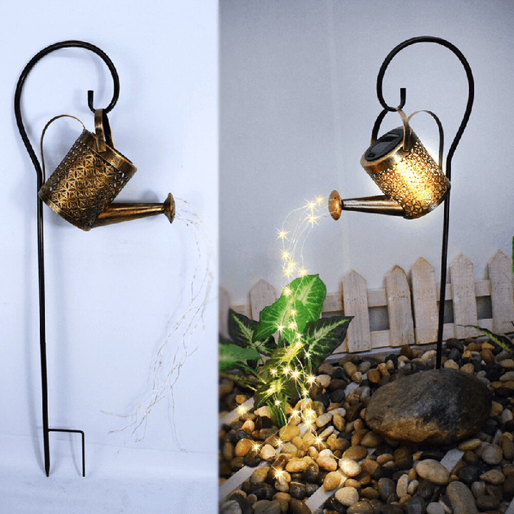 BowLift | Solar Watering Can Lamp – Wrought Iron Garden Light with 36 Warm LEDs for Magical Outdoor Ambience