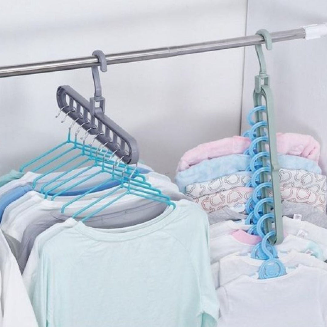 Clothes hanger organizer space-saving rack 2-piece set | Bowlift