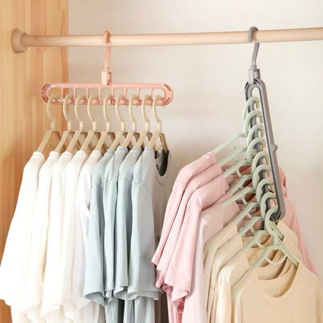 Clothes hanger organizer space-saving rack 2-piece set | Bowlift