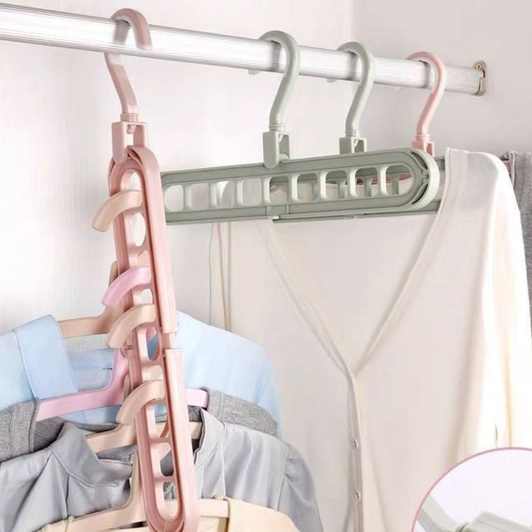 Clothes hanger organizer space-saving rack 2-piece set | Bowlift