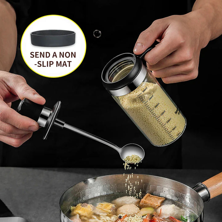 Spice Seasoning Bottle Kitchen Glass Transparent Bottle With Spoon | Bowlift
