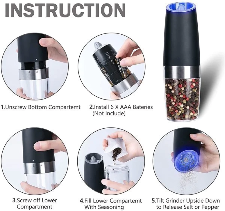BowLift | SpiceGlide - Salt and Pepper Mill with Gravity Sensor