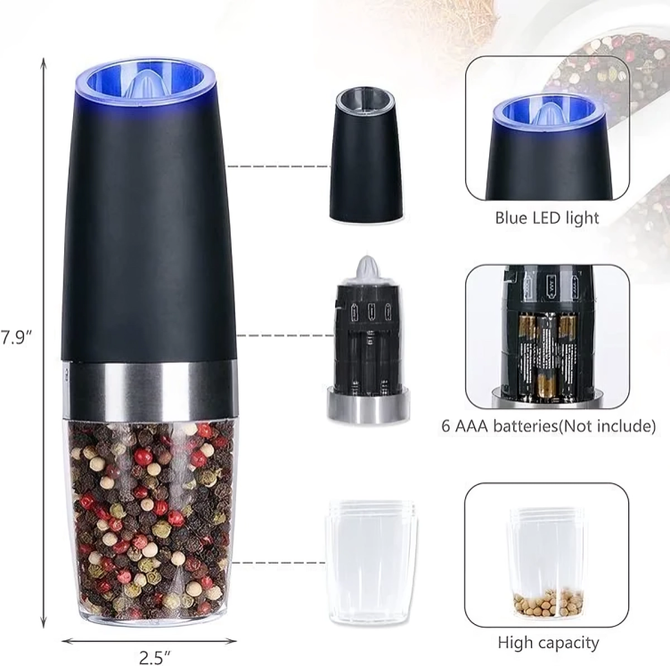 BowLift | SpiceGlide - Salt and Pepper Mill with Gravity Sensor