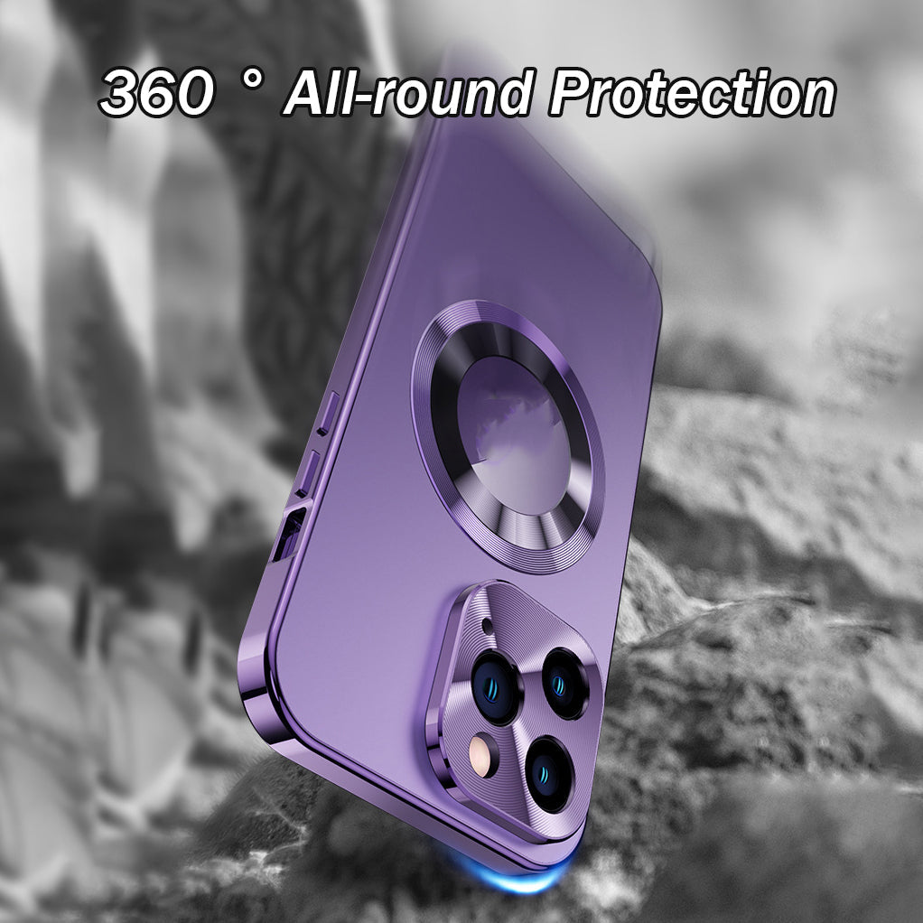 Double-sided magnetic phone case with galvanized glass Bowlift
