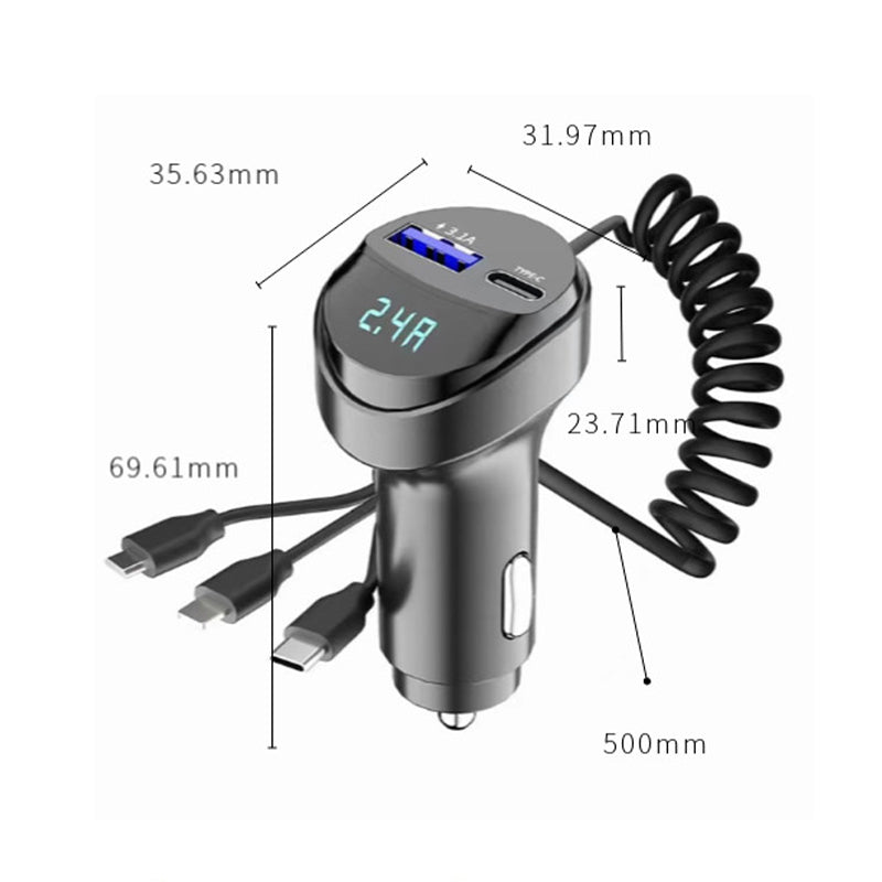 BowLift | Fast charging car adapter with 3-in-1 charging cable