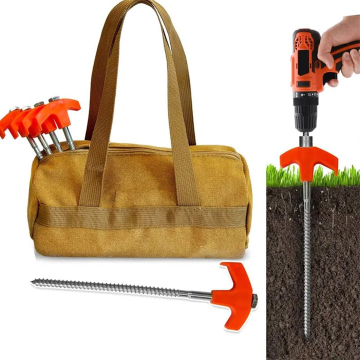 BowLift | Tent pegs that can be screwed into the ground