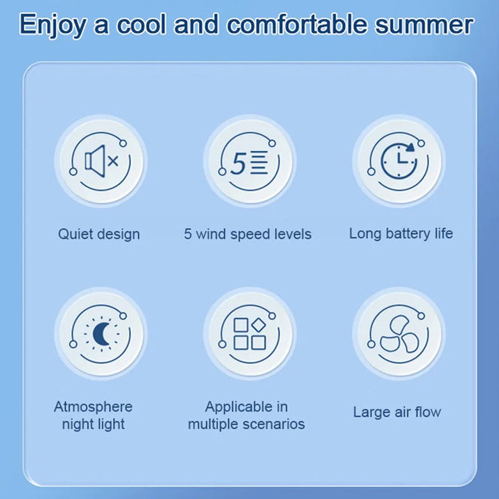 Rechargeable Clip-On Hanging Desk Air Conditioning Fan | Bowlift