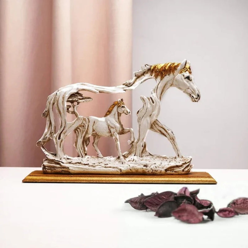 BowLift | Galloping horse statue with pony stone figure
