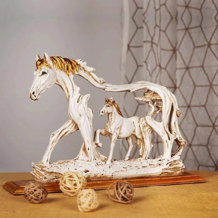 BowLift | Galloping horse statue with pony stone figure