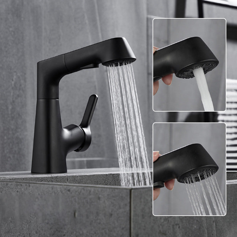 BowLift | Modern Bathroom Basin Tap with Pull-Out Spray Head – 360° Swivel & Dual-Mode Water Flow
