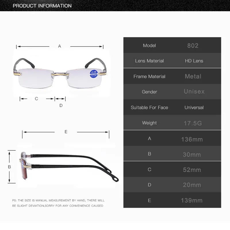 BowLift | High Hardness Anti-Blue Progressive Distance and Near Range Dual-Use Reading Glasses
