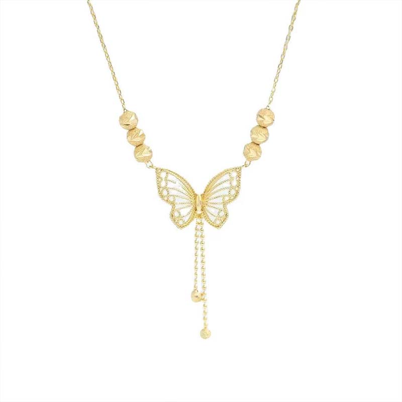 BowLift | Necklace with gold-colored butterfly with tassels