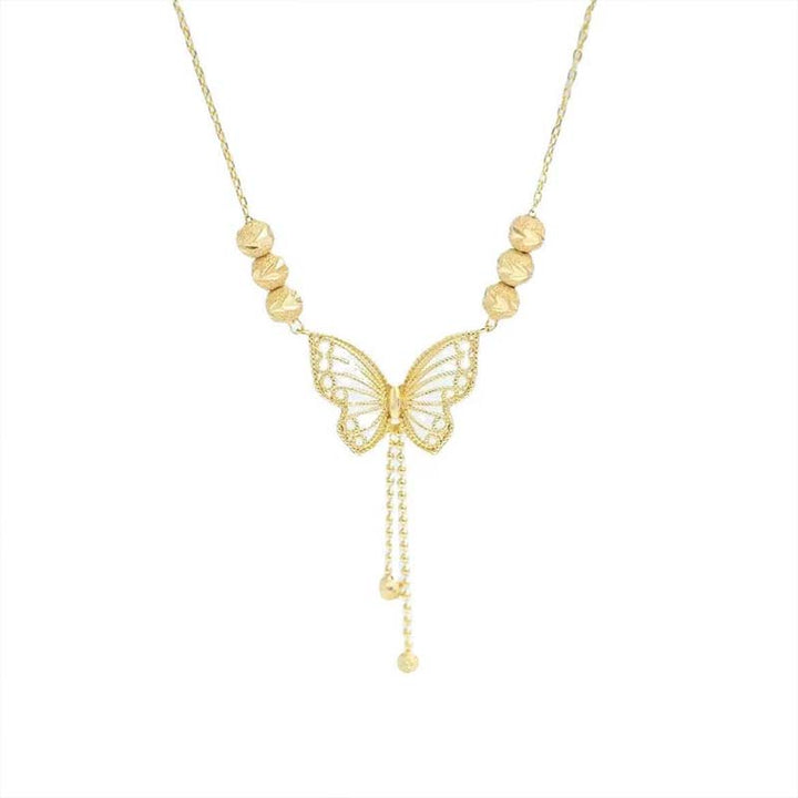 BowLift | Necklace with gold-colored butterfly with tassels