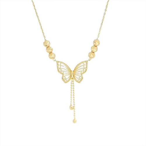 BowLift | Necklace with gold-colored butterfly with tassels