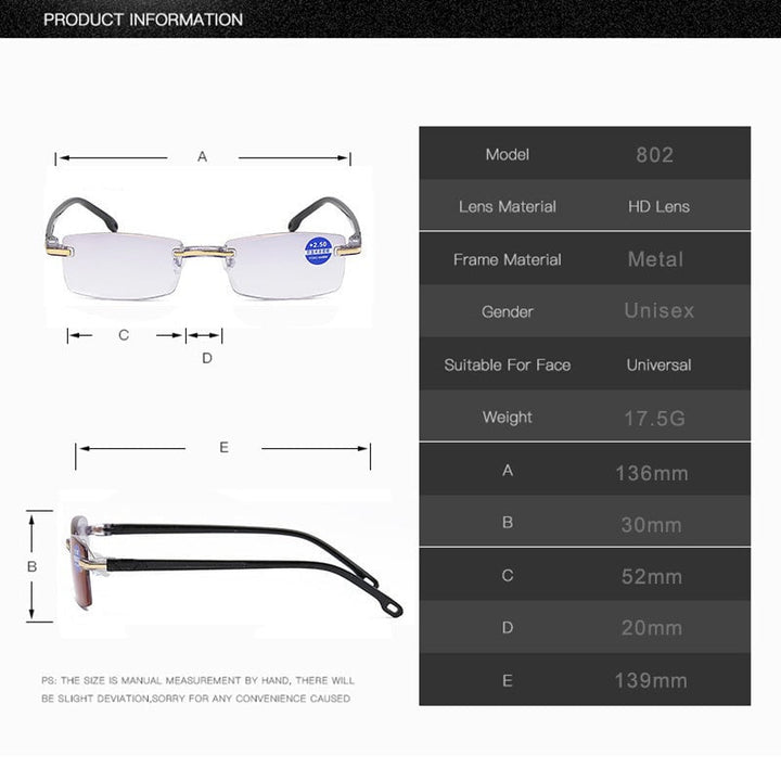BowLift | High hardness sapphire anti-blue light progressive reading glasses for distance and near double use