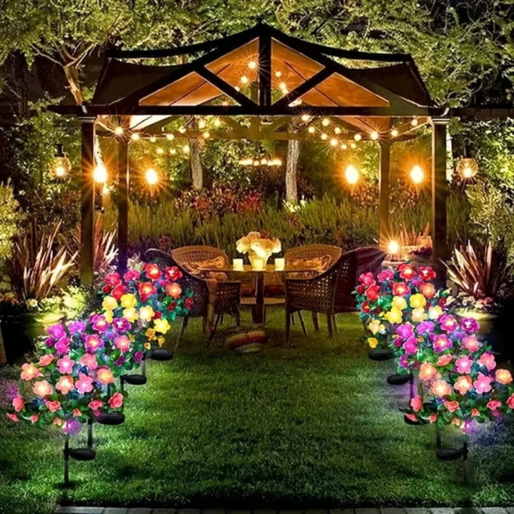 BowLift | Solar lamp with simulated azalea flower and ground stake