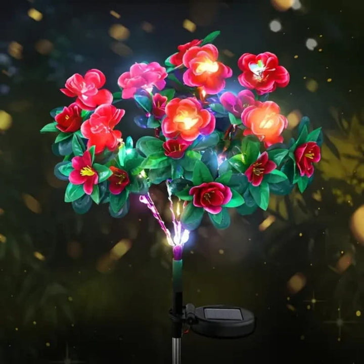 BowLift | Solar lamp with simulated azalea flower and ground stake
