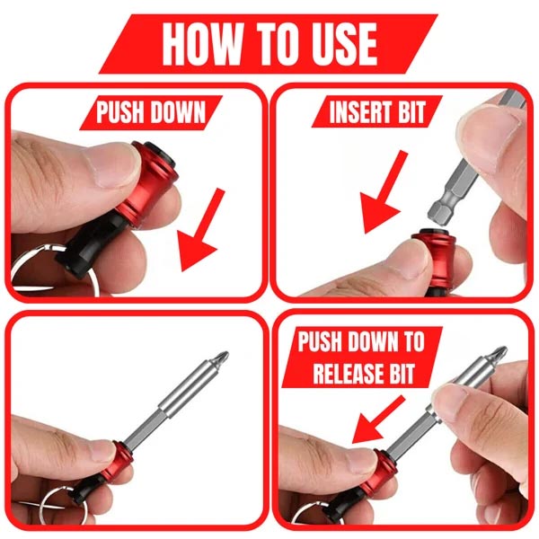 BowLift | 1/4" hex screwdriver bit holder key rings