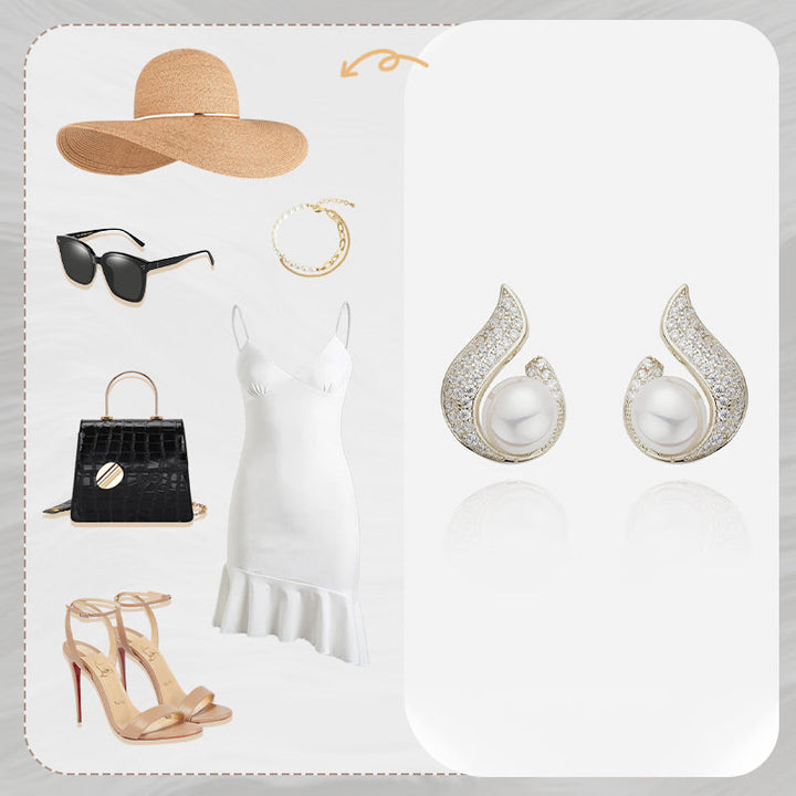 BowLift | Elegant earrings with pearl imitation and rhinestone