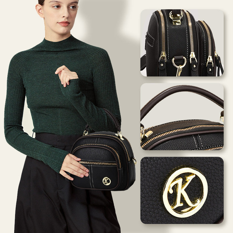 BowLift | Classic multi-room adjustable wide strap PU leather crossbody bag