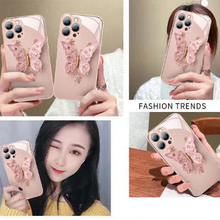 BowLift | Flat 3D glass case with butterfly pattern for iPhone