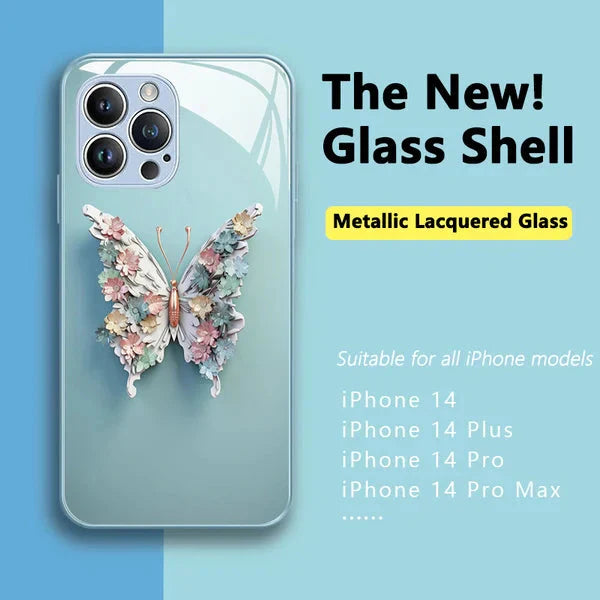 BowLift | Flat 3D glass case with butterfly pattern for iPhone