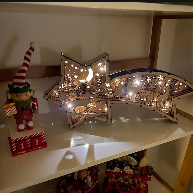 BowLift | LED Christmas decorations in wood Nativity Scene Star-shaped desk lamp