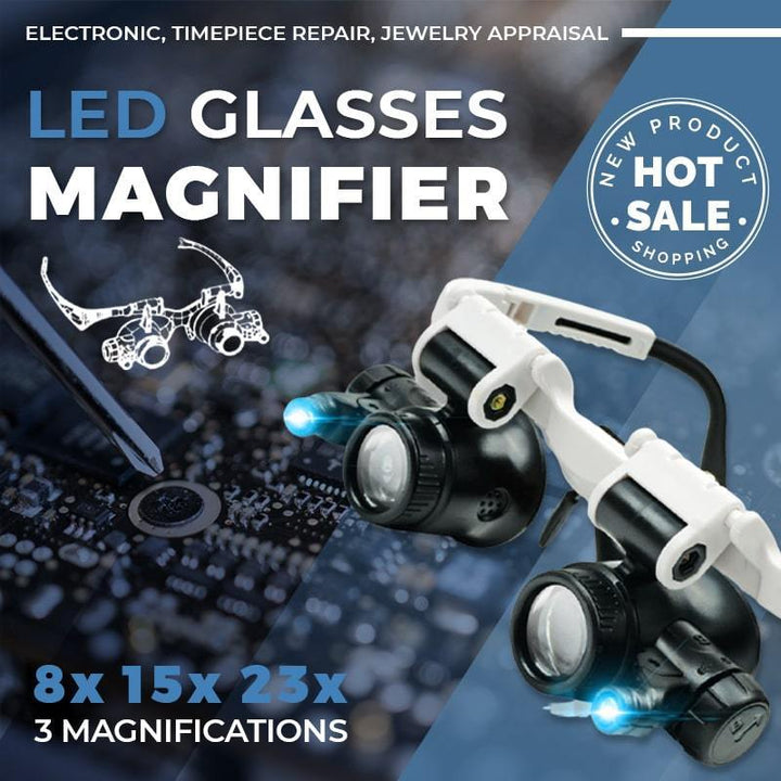 BowLift | LED glasses with magnifying lenses (8x 15x 23x)