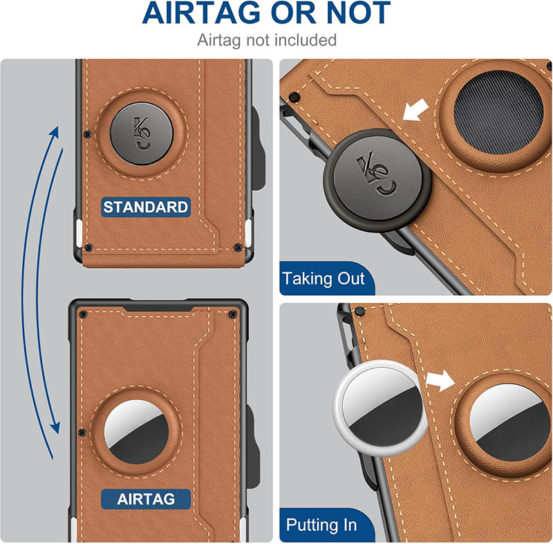 BowLift | Wallet for men - with pop-up aluminum case Minimal wallet with leather money clip with space for credit cards RFID blocking