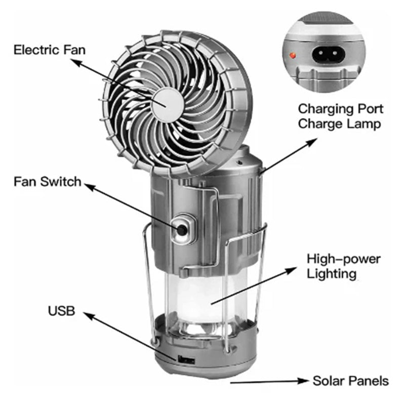 2-in-1 Adventure Solar Light & Portable Fan | Bowlift