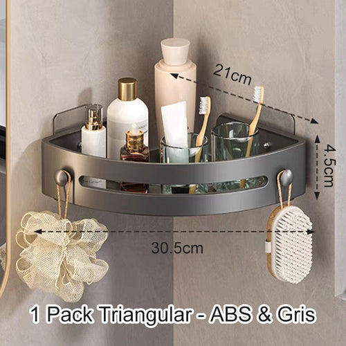 BowLift | Corner shower shelf without drilling with hooks