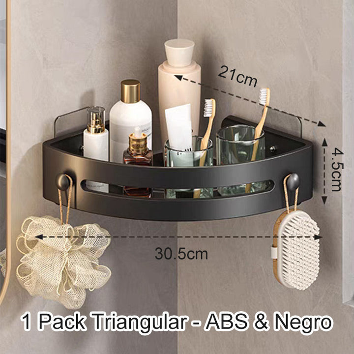 BowLift | Corner shower shelf without drilling with hooks