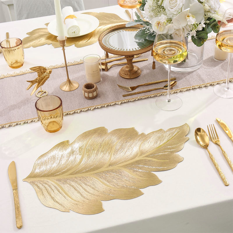 Gold Leaf Luxury Placemat – 3D Elegant Table Mat made of PVC | Bowlift