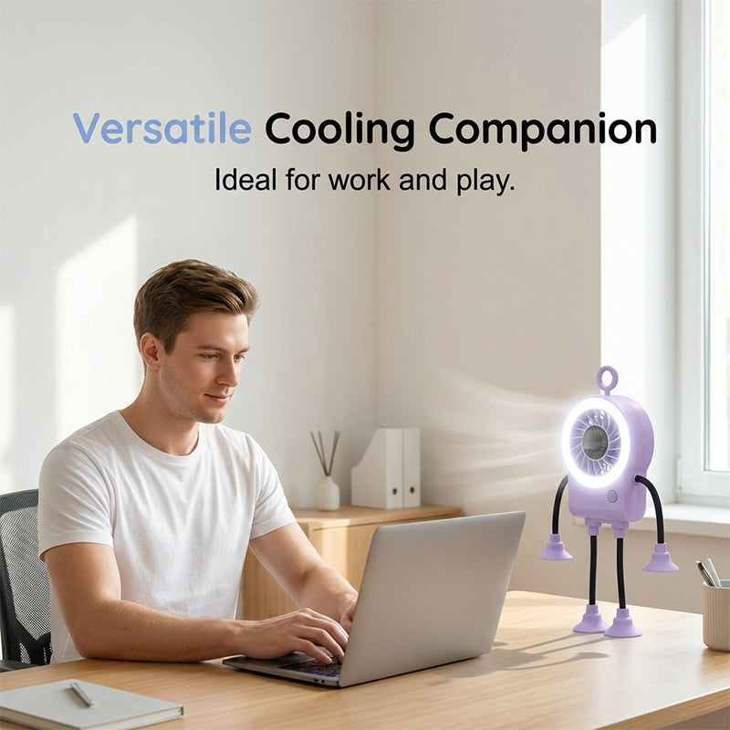 Flexible Robot Desk Fan with LED Light | Bowlift