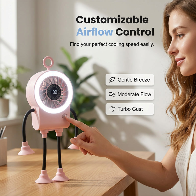Flexible Robot Desk Fan with LED Light | Bowlift