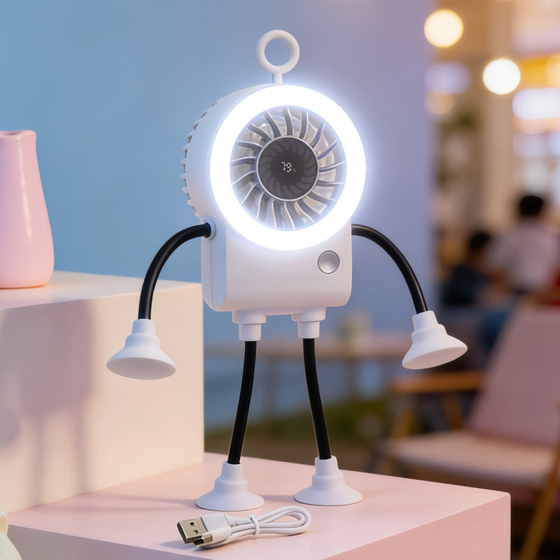 Flexible Robot Desk Fan with LED Light | Bowlift