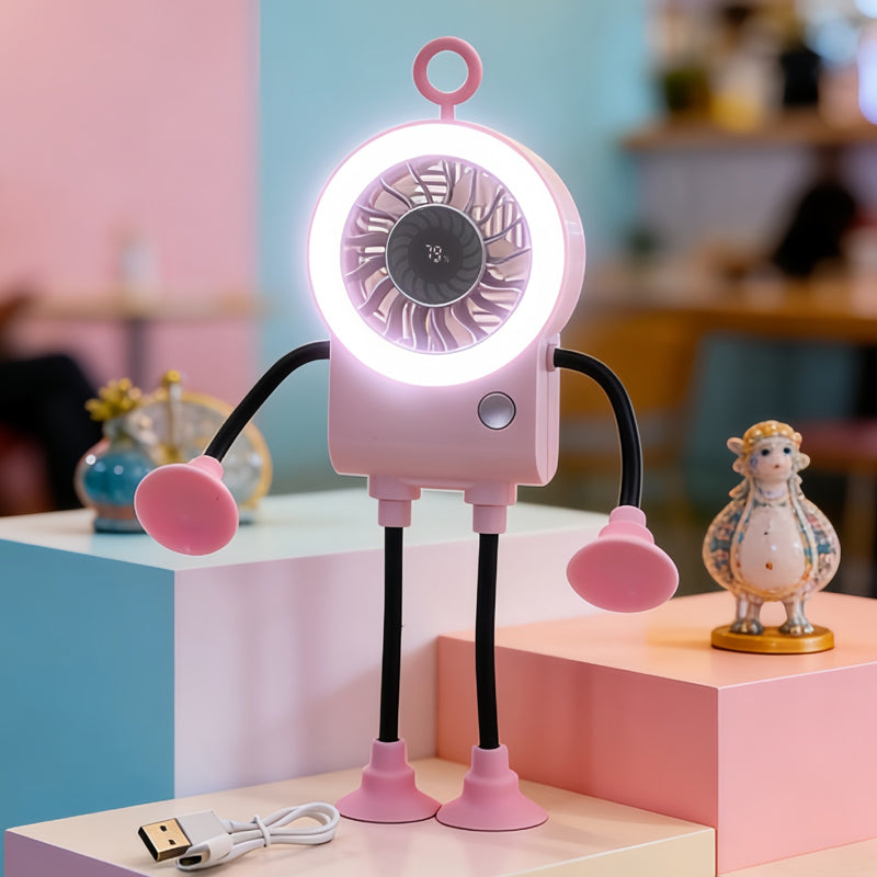 Flexible Robot Desk Fan with LED Light | Bowlift